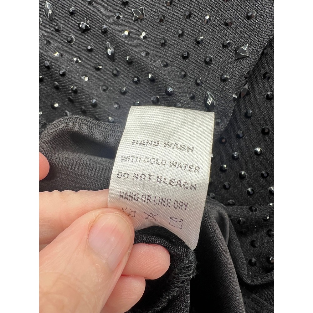 Windsor Bodysuit Womens S Black Rhinestone Embellished Mesh Long Sleeve - Picture 9 of 10